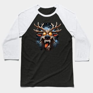 Comic-Style Reindeer: Crazy and Evil Baseball T-Shirt